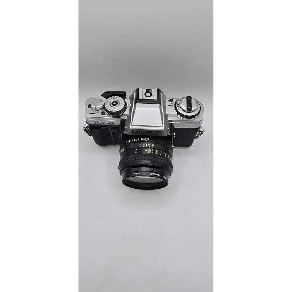 Minolta XG-M SLR Film Camera Black Silver tested Lens, Manuals, Accessories, Bag